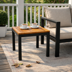 SQUARE SIDE TABLE 45 X 45 CM. WITH TEAK WOOD TOP (AHO/042/009)