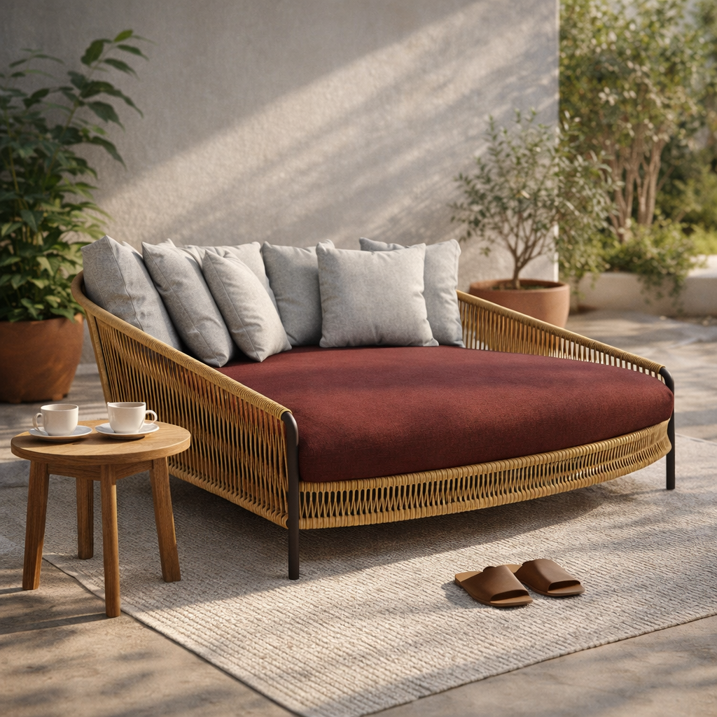 ROUND SUNBED WITH CUSHION (AHO/014/036)