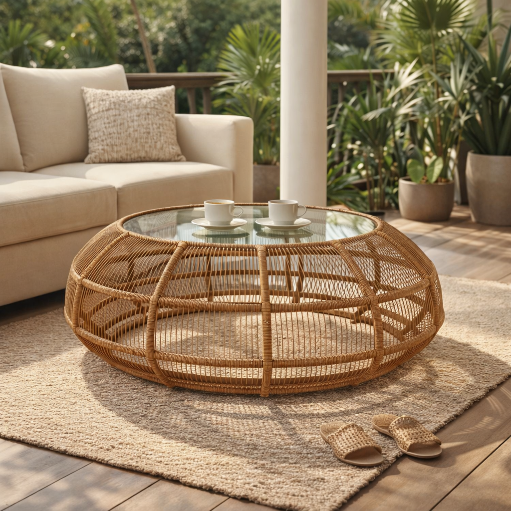 SPA ROUND COFFEE TABLE WITH GLASS TOP (AHO/063/002)
