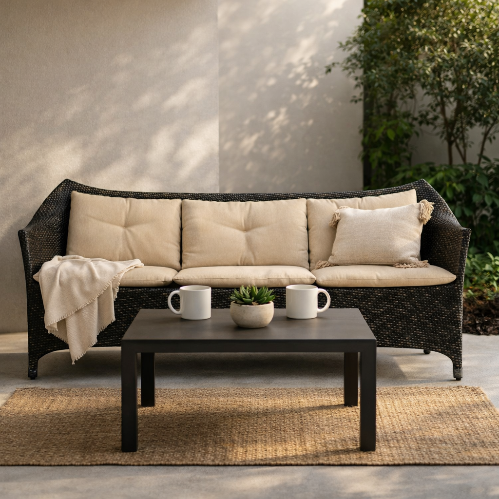 FULLY WOVEN THREE SEATER SOFA WITH CUSHIONS (AHO/001/020)