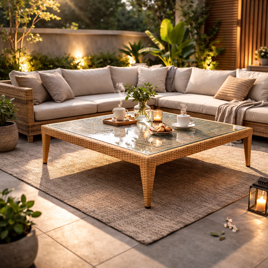 CENTER TABLE WITH GLASS TOP (AHOL/184/004)