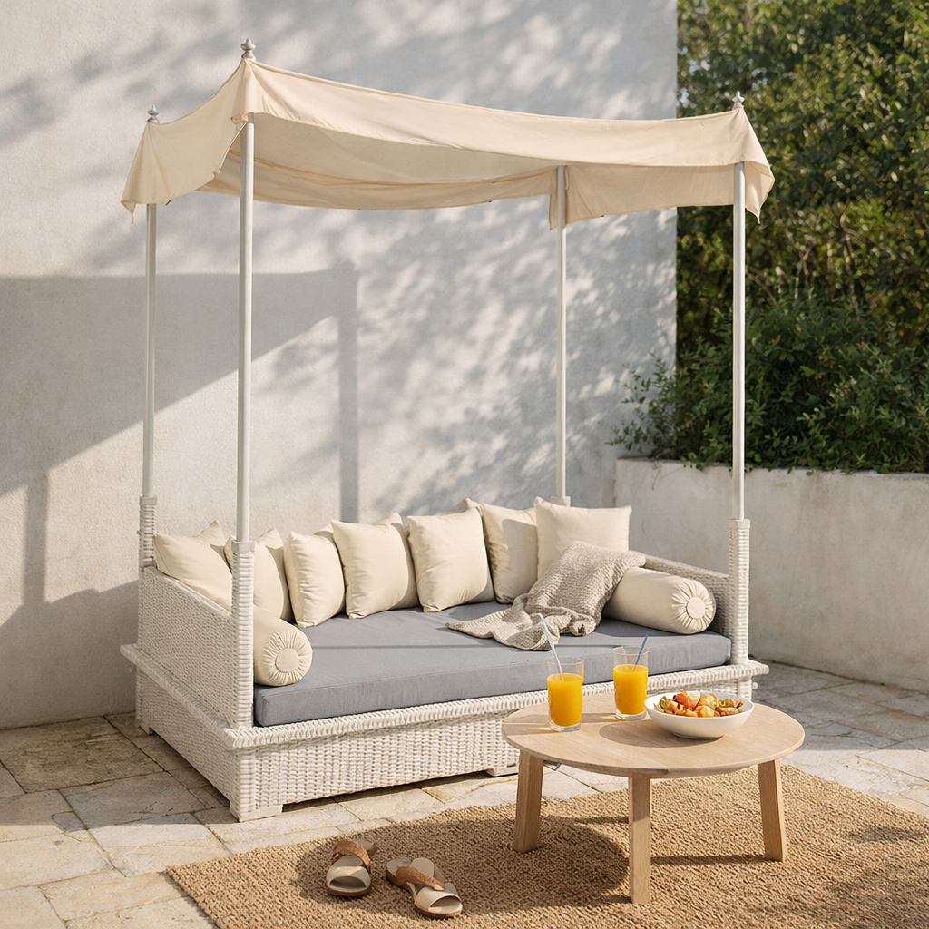 DAY BED WITH BACK & SIDE WITH CUSHIONS (AHOC/256/001)