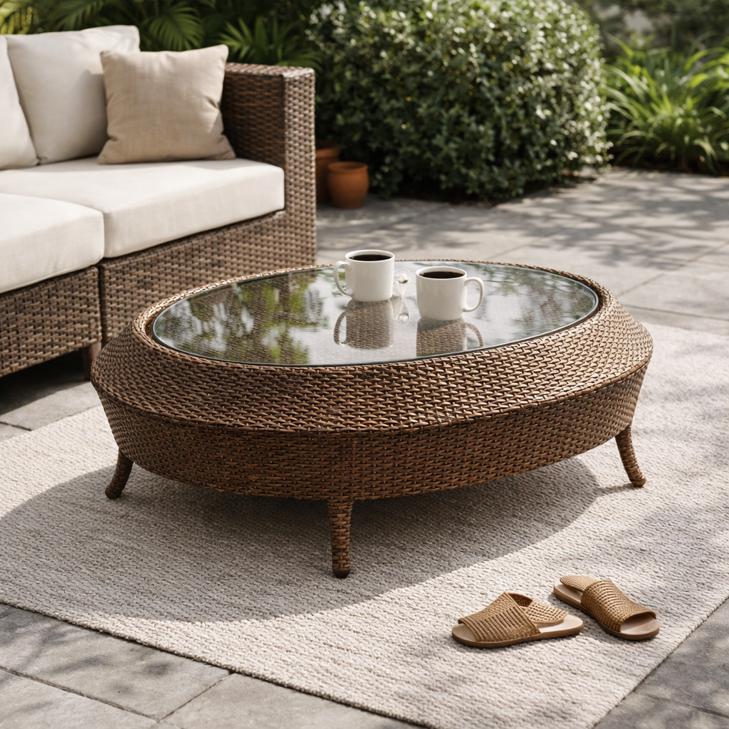 CENTER TABLE WITH GLASS TOP (AHOL/190/003)