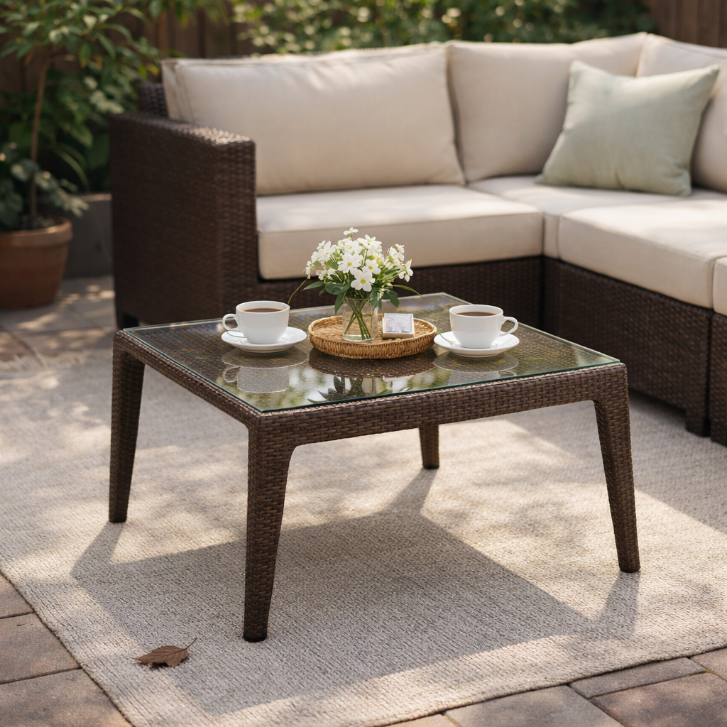 SQUARE DINING TABLE WITH GLASS TOP (AHO/018/020)