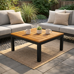 SQUARE COFFEE TABLE 80 X 80 CM. WITH TEAK WOOD TOP (AHO/042/008)