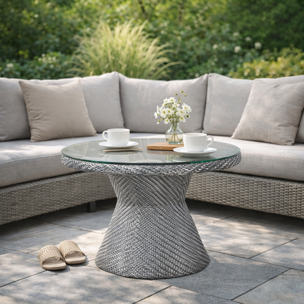 TEA TABLE WITH GLASS TOP (AHOD/134/003)