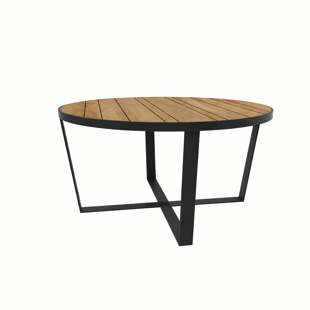 ROUND COFFEE TABLE 90 CM. WITH TEAK WOOD TOP (AHO/042/010)