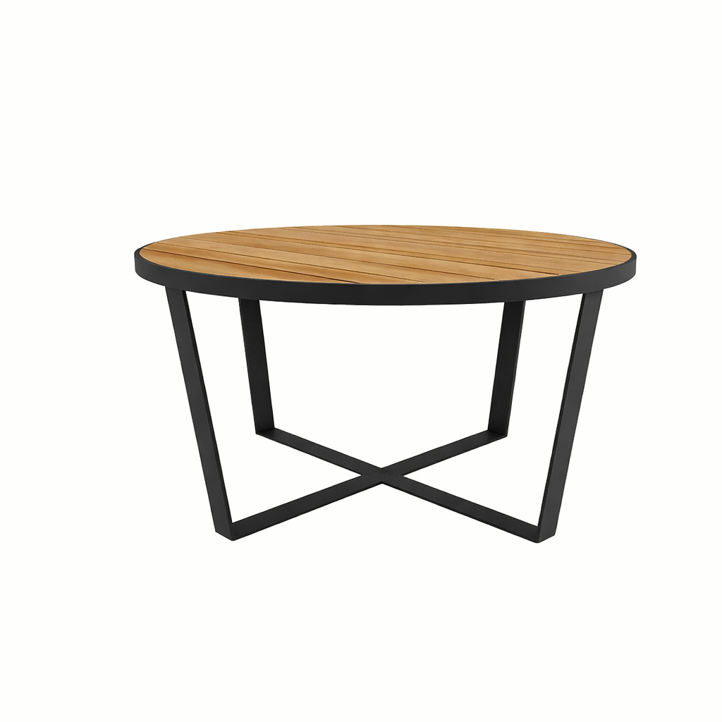 ROUND COFFEE TABLE 90 CM. WITH TEAK WOOD TOP (AHO/042/010)