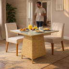 DINING TABLE WITH GLASS TOP (AHO/048/003)