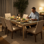 DINING TABLE WITH GLASS TOP (AHO/060/004)