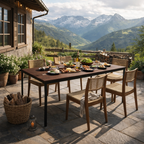 DINING TABLE WITH TEAK WOOD TOP (AHO/045/011)