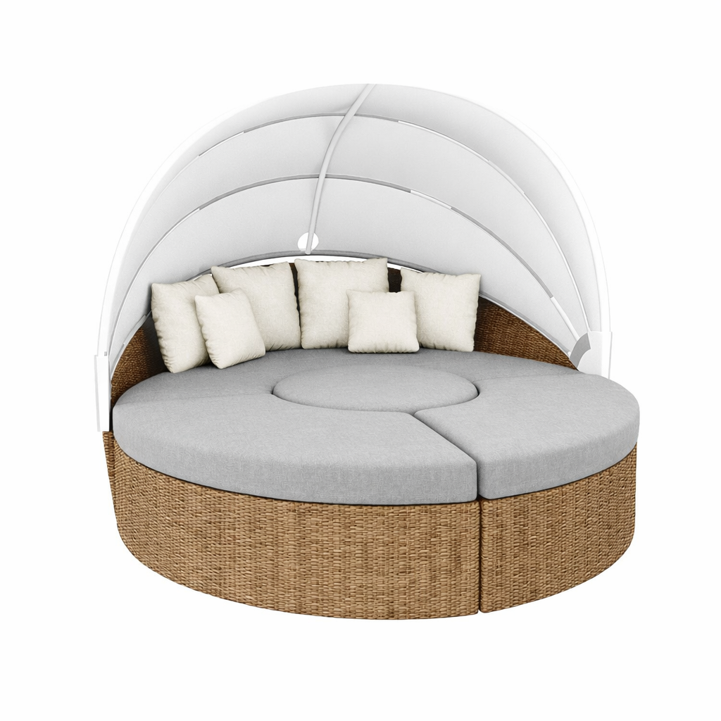 ROUND DAY BED COMPLETE WITH CANOPY & CUSHION (AHO/028/002)