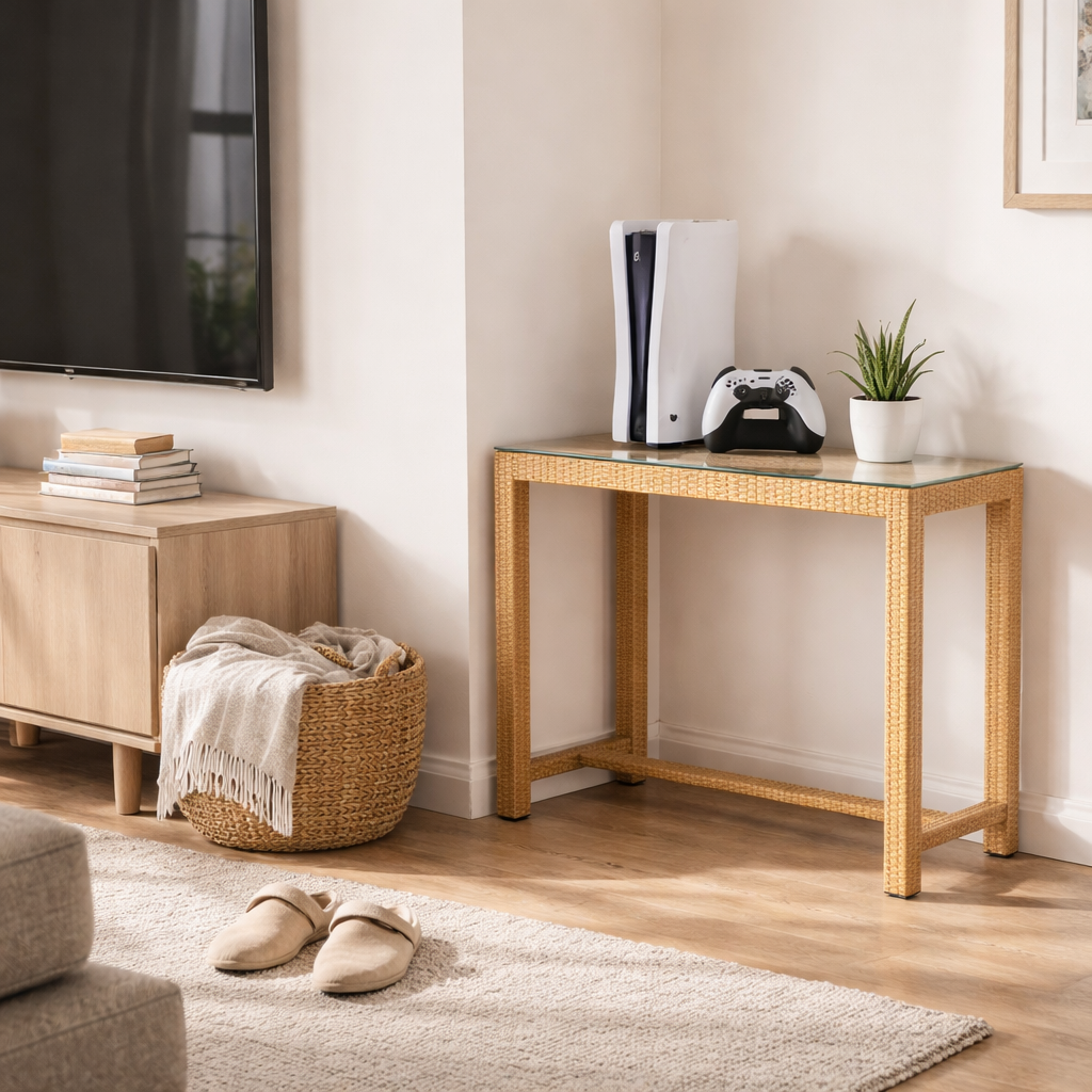 CONSOLE TABLE GLASS TOP (AHO/004/004)