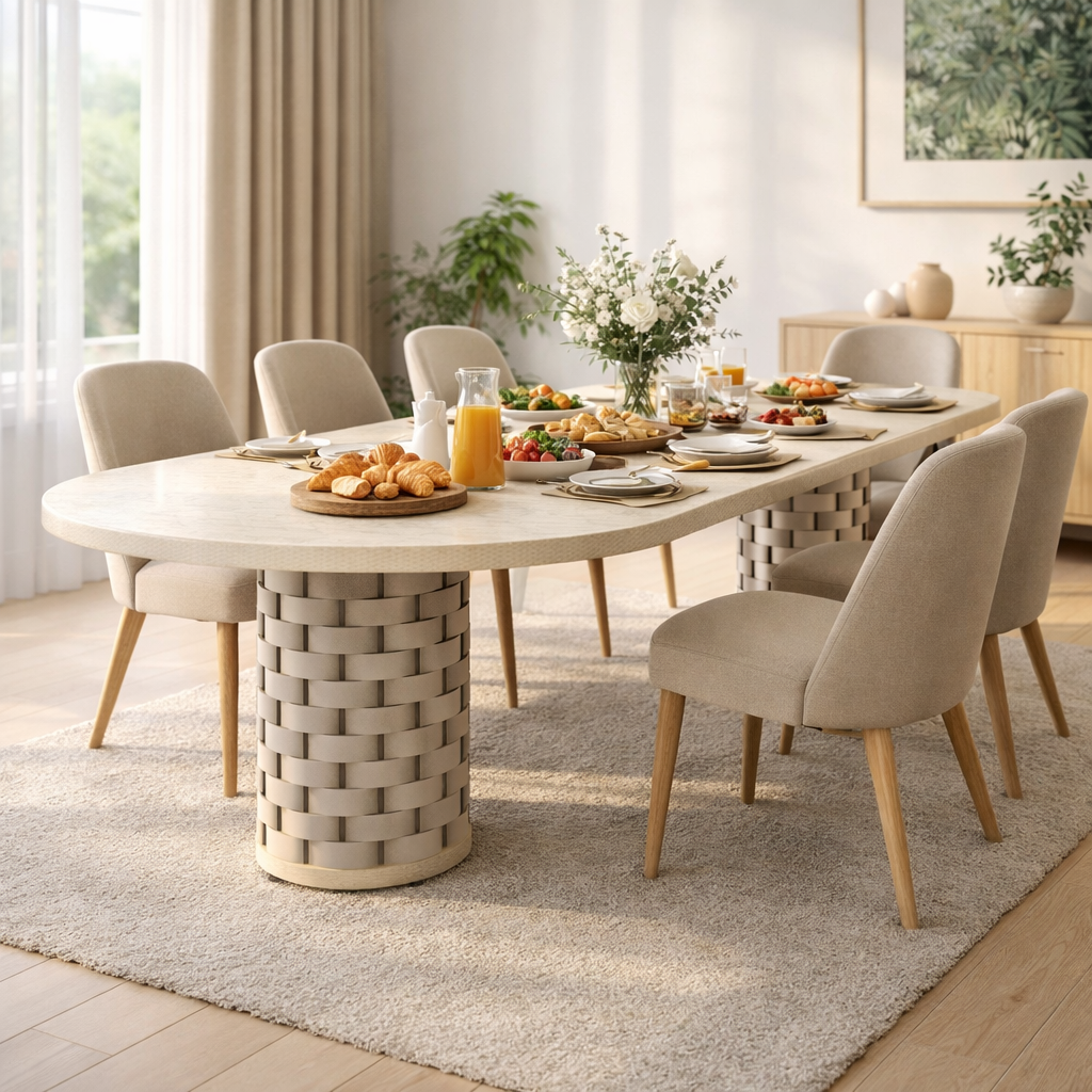 DINING TABLE WITH GLASS TOP (AHO/058/003)