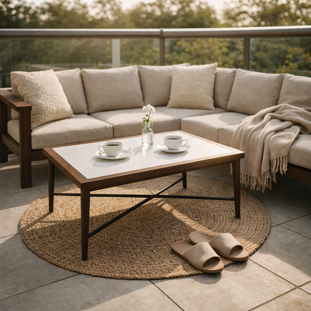 TEAKWOOD CENTER TABLE WITH HPL TOP (AHO/029/010)
