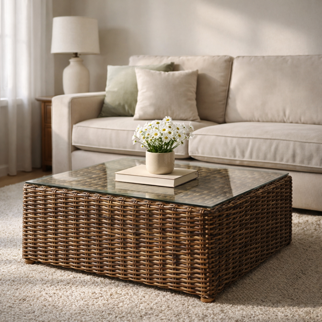 CENTER TABLE WITH GLASS TOP (AHO/012/004)