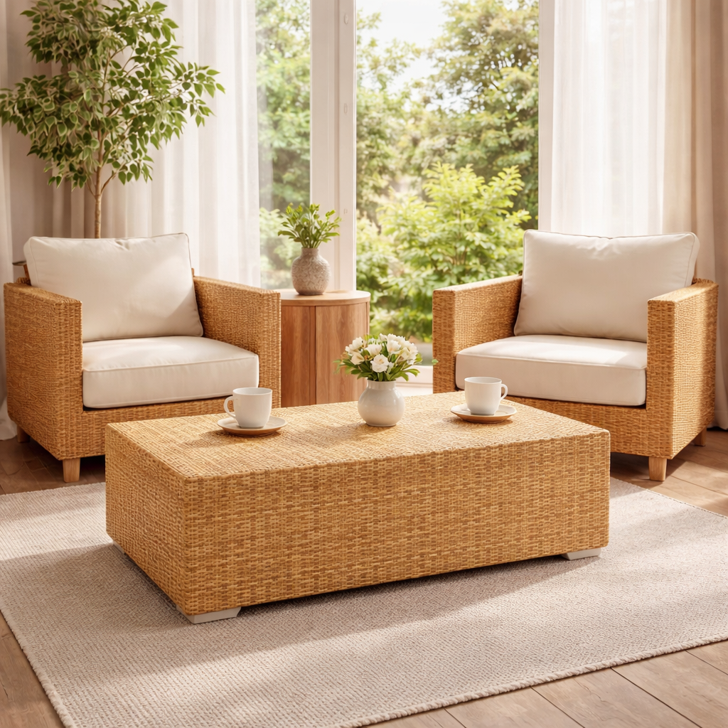 COFFEE TABLE WITH GLASS TOP (AHO/022/019)