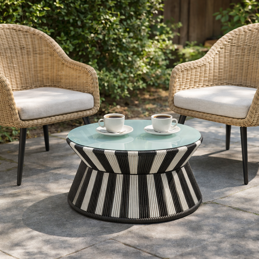 COFFEE TABLE WITH GLASS TOP (AHO/051/007)