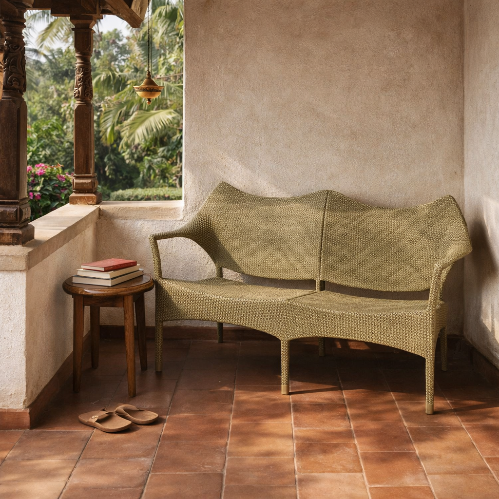 DOUBLE SEATER LOUNGE SOFA WITH CUSHIONS (AHO/001/009)