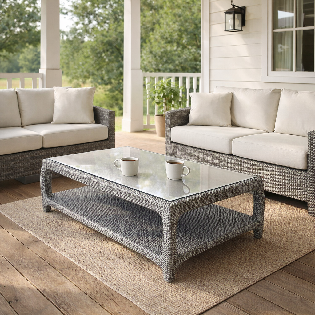COFFEE TABLE 135 x 70 CM WITH GLASS TOP (AHO/030/015)