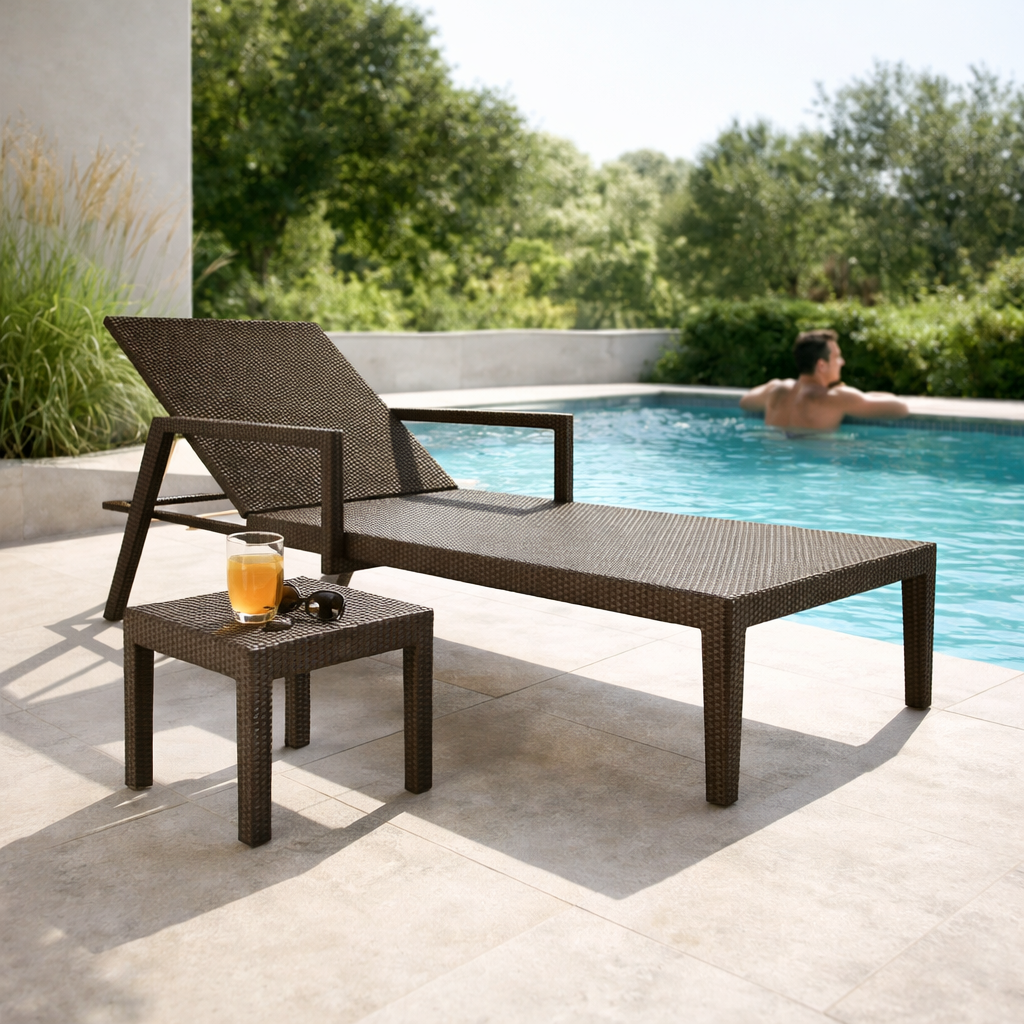 SUN LOUNGER WITH ARMS WITH CUSHION (AHO/008/009)