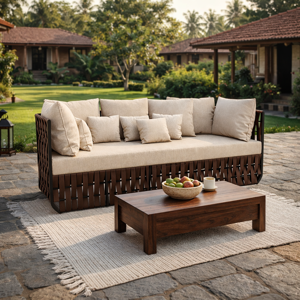 THREE SEATER SOFA WITH CUSHION (AHO/058/005)