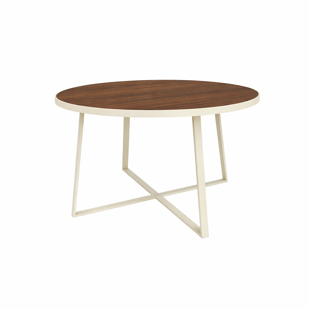 DINING TABLE ROUND WITH TEAK WOOD TOP (AHO/029/008)