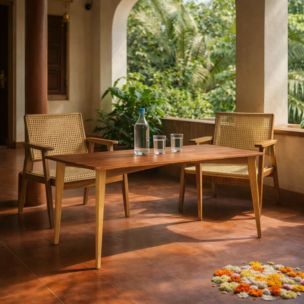 RECTANGULAR DINING TABLE WITH GLASS TOP (AHO/017/010)