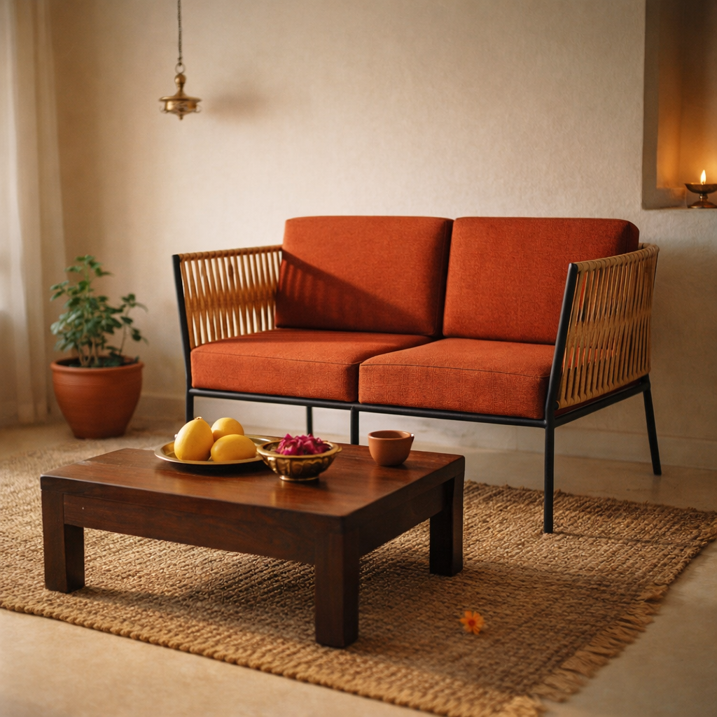 DOUBLE SEATER SOFA WITH CUSHIONS (AHO/042/003)
