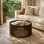 COFFEE TABLE 65 DIA WITH GLASS TOP (AHO/041/010)