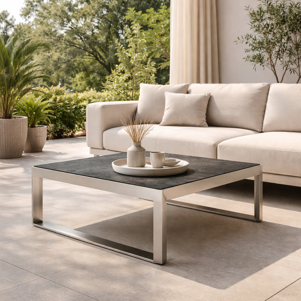 COFFEE TABLE WITH TEAK WOOD TOP (AHO/043/013)