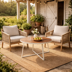 DINING TABLE ROUND WITH TEAK WOOD TOP (AHO/029/008)