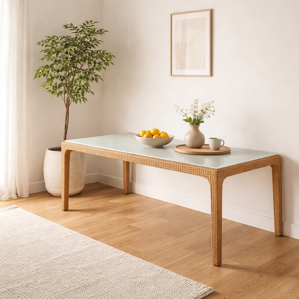 COFFEE TABLE WITH GLASS TOP (AHO/048/011)