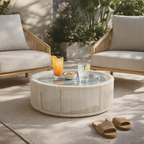 COFFEE TABLE 100 DIA WITH GLASS TOP (AHO/041/009)