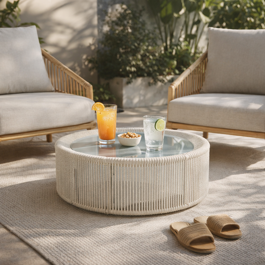 COFFEE TABLE 100 DIA WITH GLASS TOP (AHO/041/009)