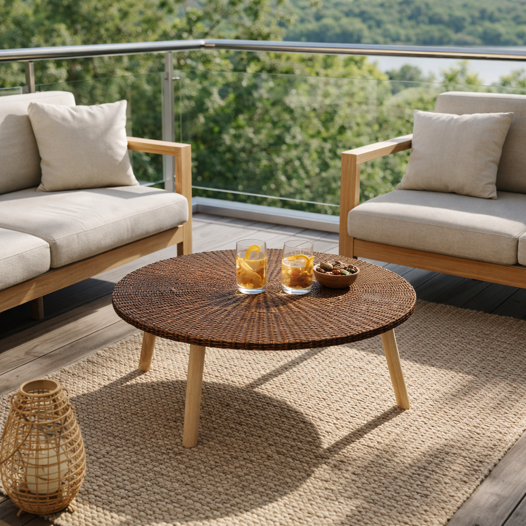 COFFEE TABLE WITH GLASS TOP (AHO/016/011)