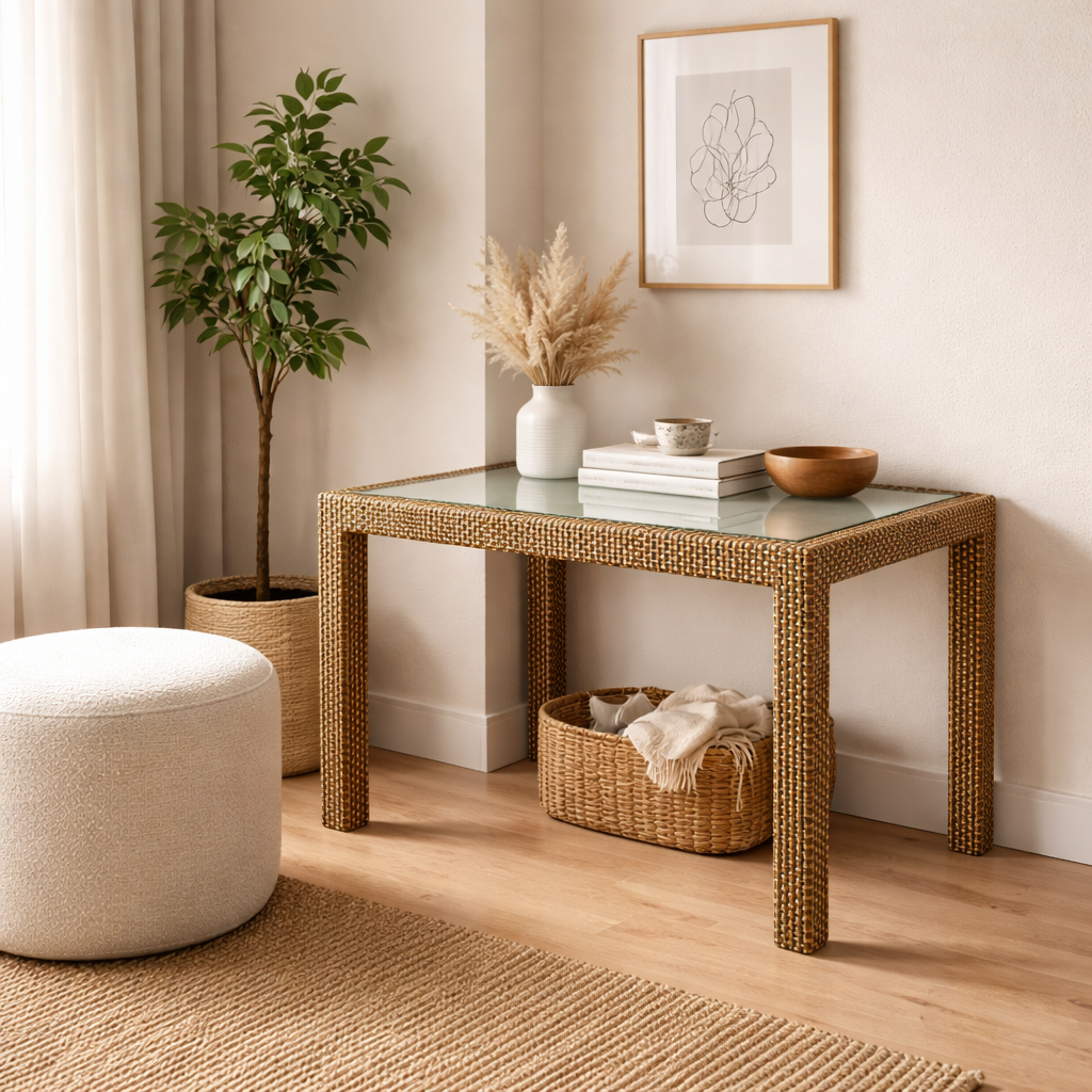 COFFEE TABLE WITH GLASS TOP (AHO/032/006)