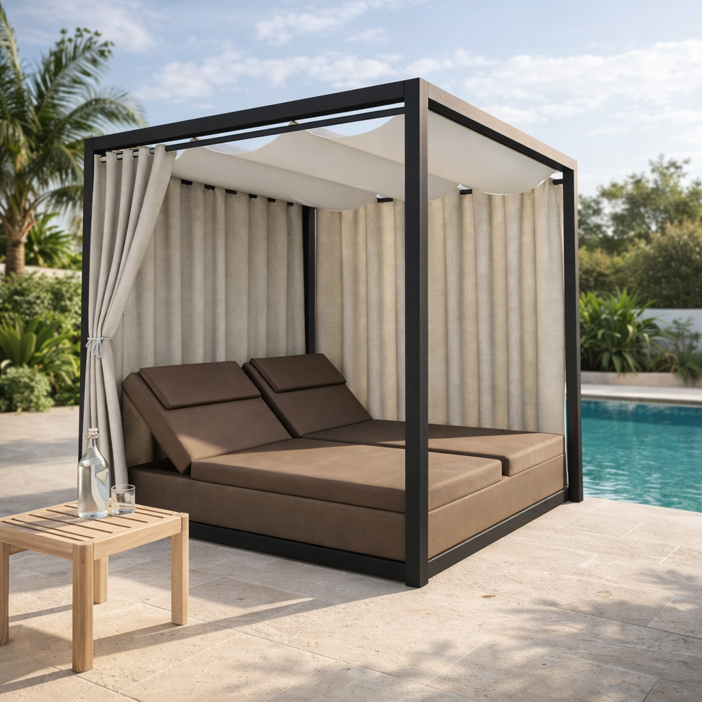 DOUBLE SUN BED CURTAINS WITH CUSHION (AHO/019/002)