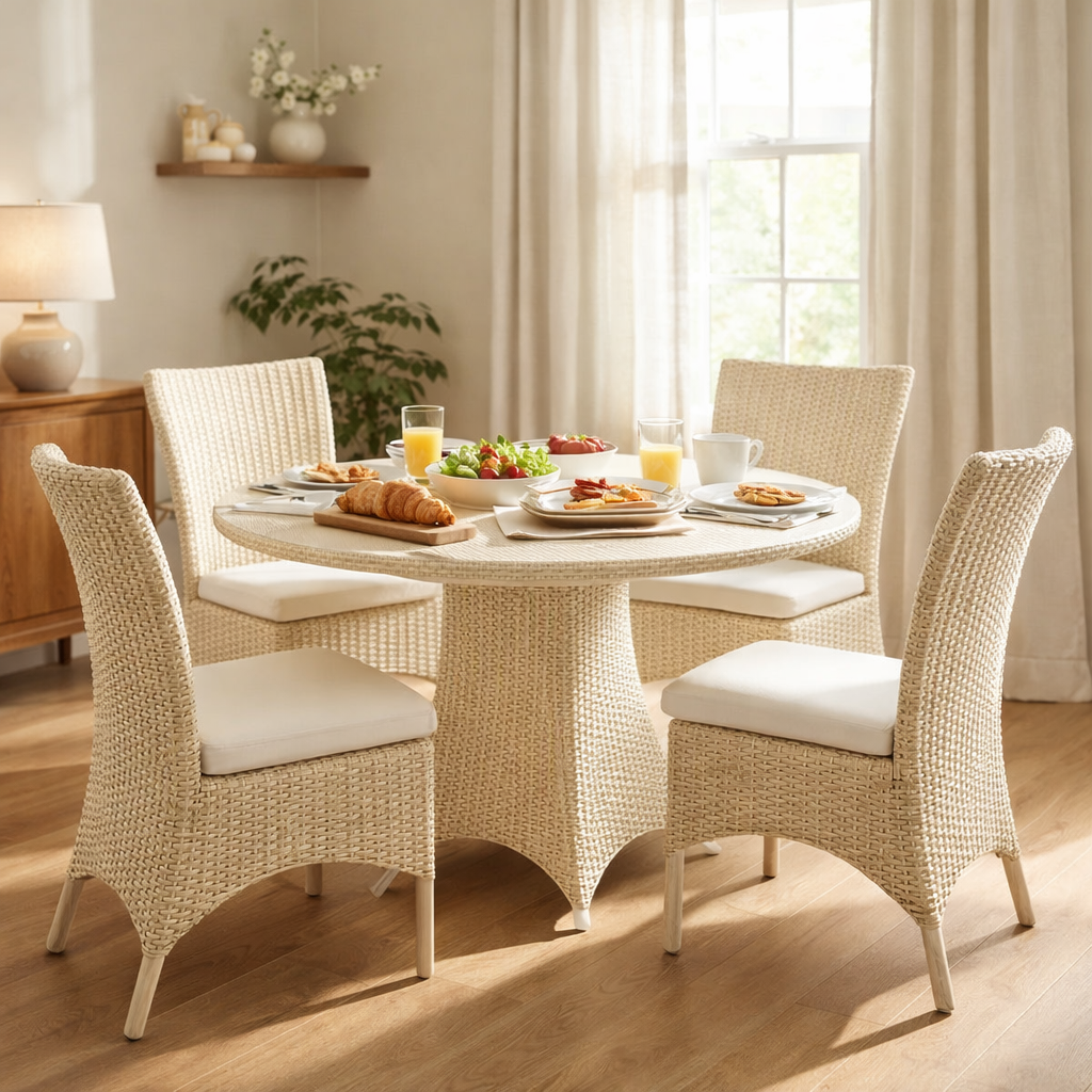 DINING TABLE 100 CM ROUND WITH GLASS TOP (AHO/001/004)