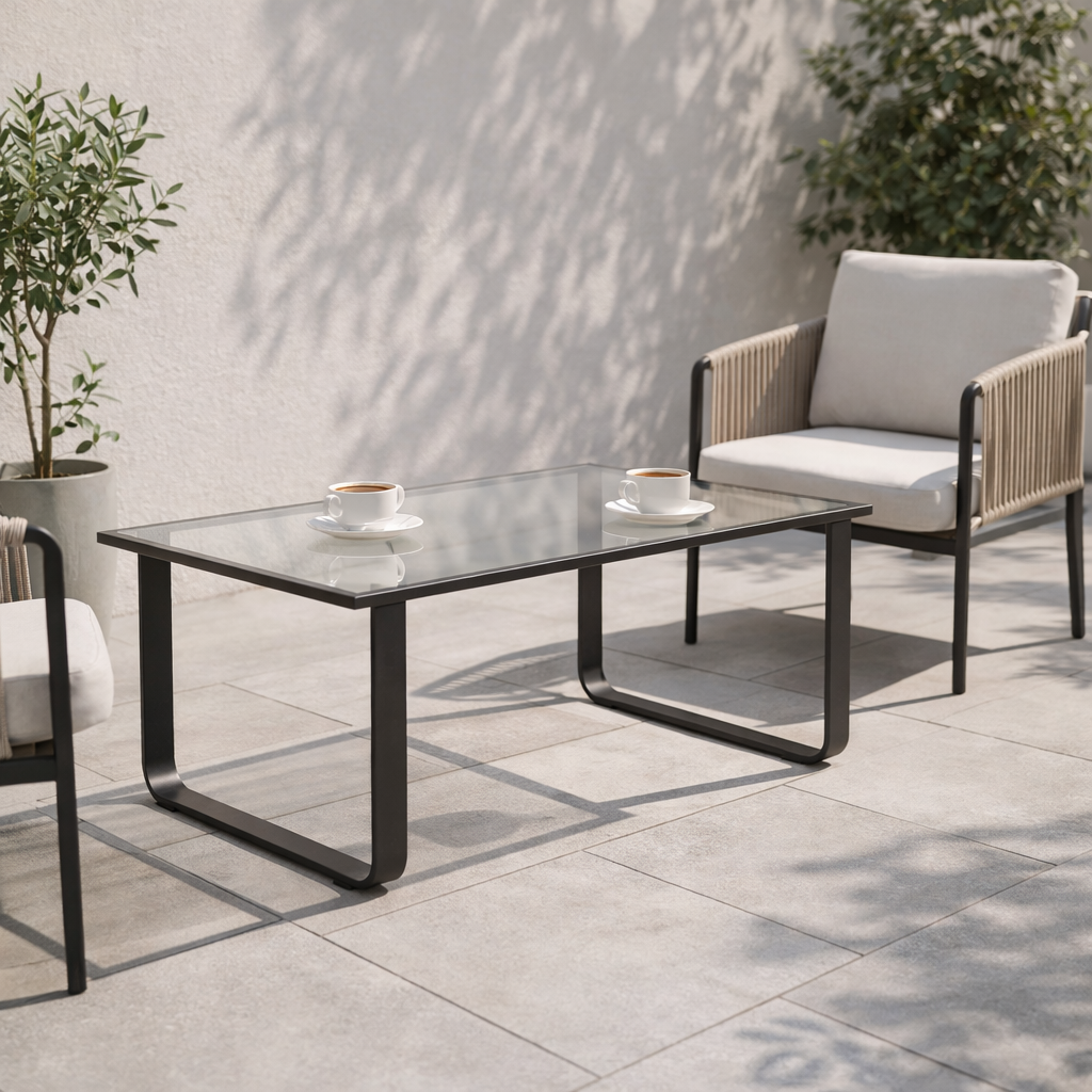 COFFEE TABLE WITH GLASS TOP (AHO/061/011)