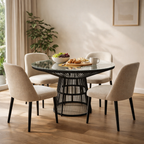 DINING TABLE 120 DIA WITH GLASS TOP (AHO/041/003)