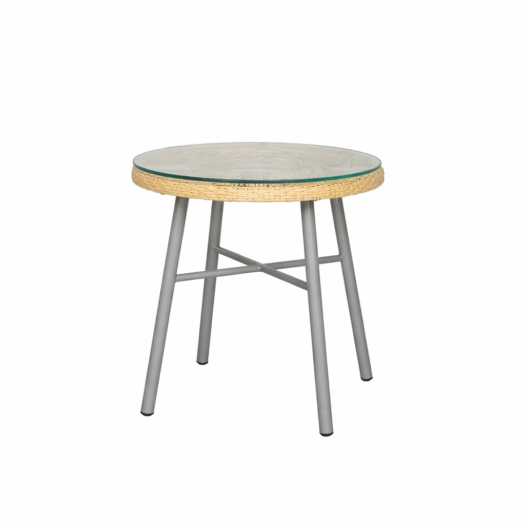 OUTDOOR TEA TABLE WITH GLASS TOP (AHO/075/003)