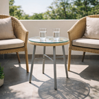 OUTDOOR TEA TABLE WITH GLASS TOP (AHO/075/003)