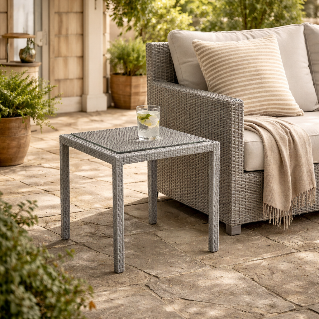 SIDE TABLE WITH GLASS TOP (AHO/005/016)