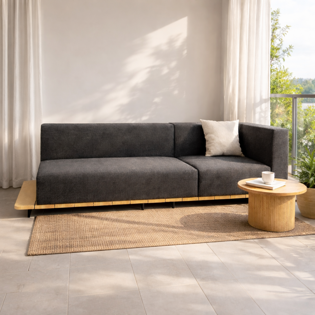 BASE + DOUBLE SEAT AND BACK + SINGLE SEAT + LEFT ARM WITH CUSHION (AHO/013/020)