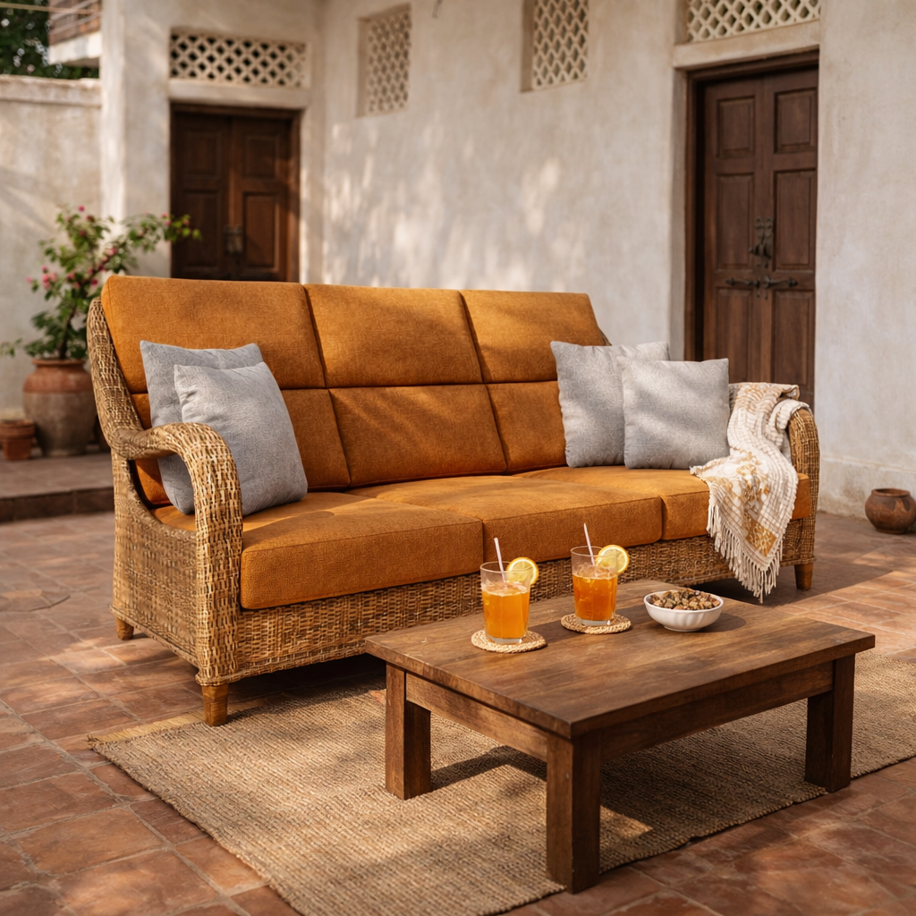 THREE SEATER SOFA WITH CUSHION (AHO/026/003)