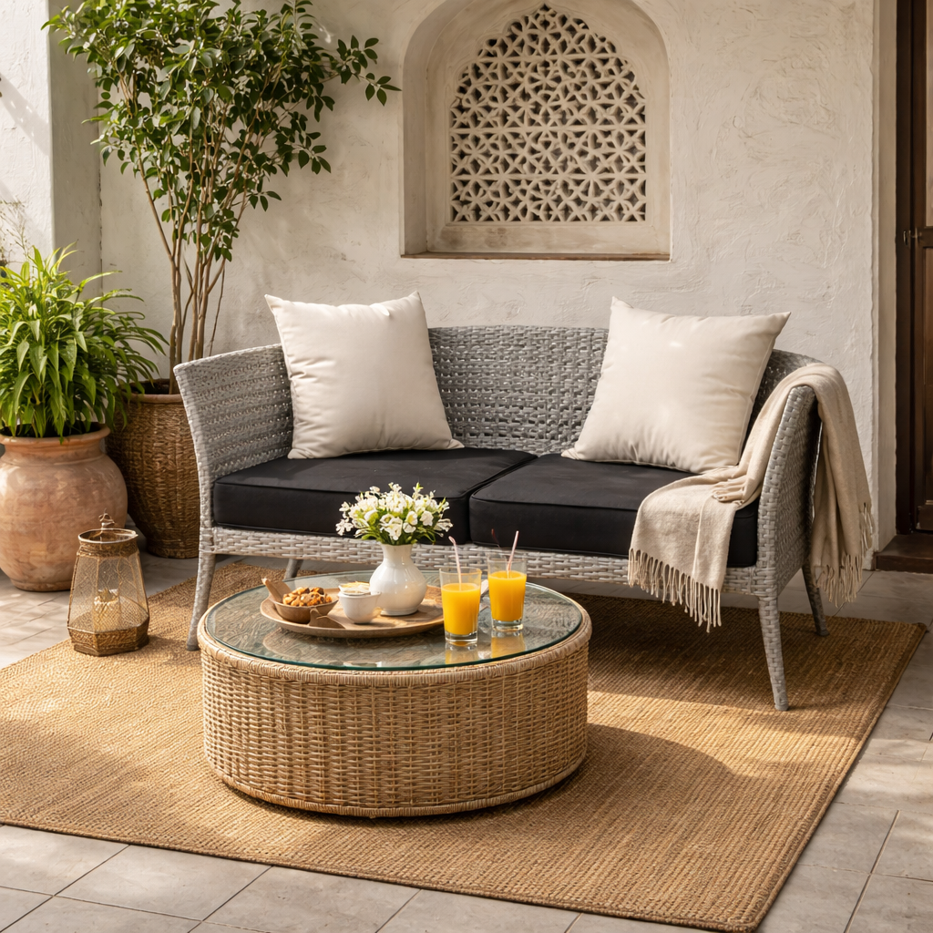 THREE SEATER SOFA WITH CUSHION (AHOL/184/001)