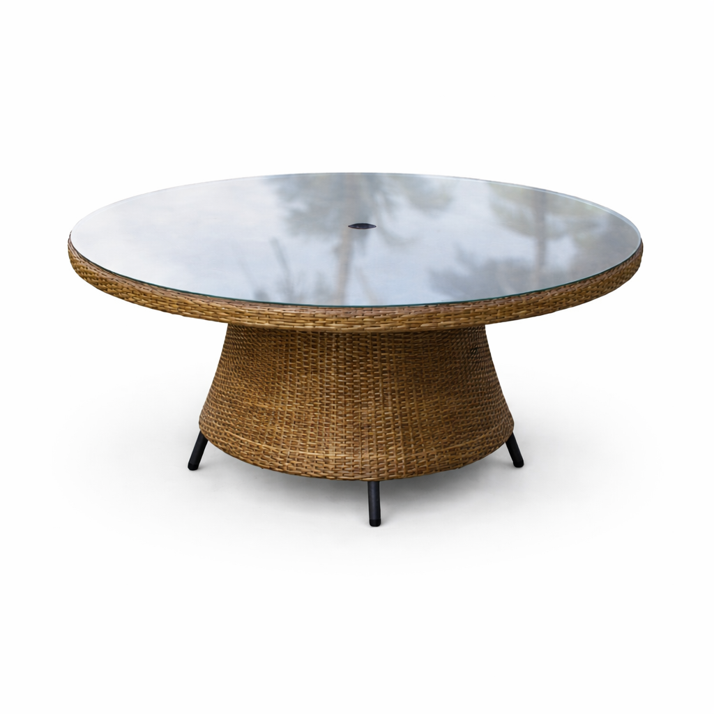 DINING TABLE WITH GLASS TOP (AHOD/150/004)