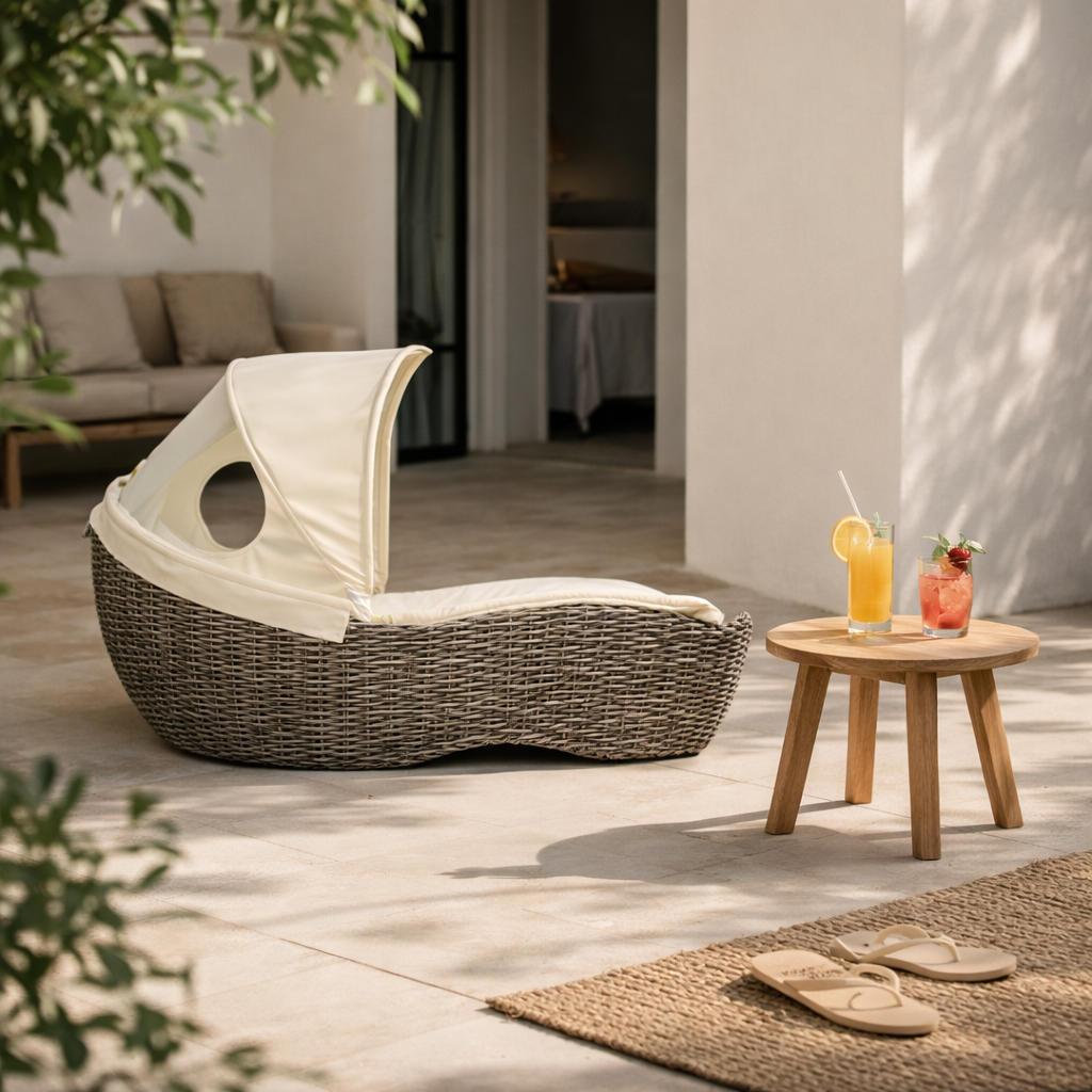 LUXURY SINGLE SUN LOUNGER WITH CUSHION (AHOC/242/002)
