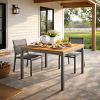 DINING TABLE WITH TEAK WOOD TOP (AHO/043/003)